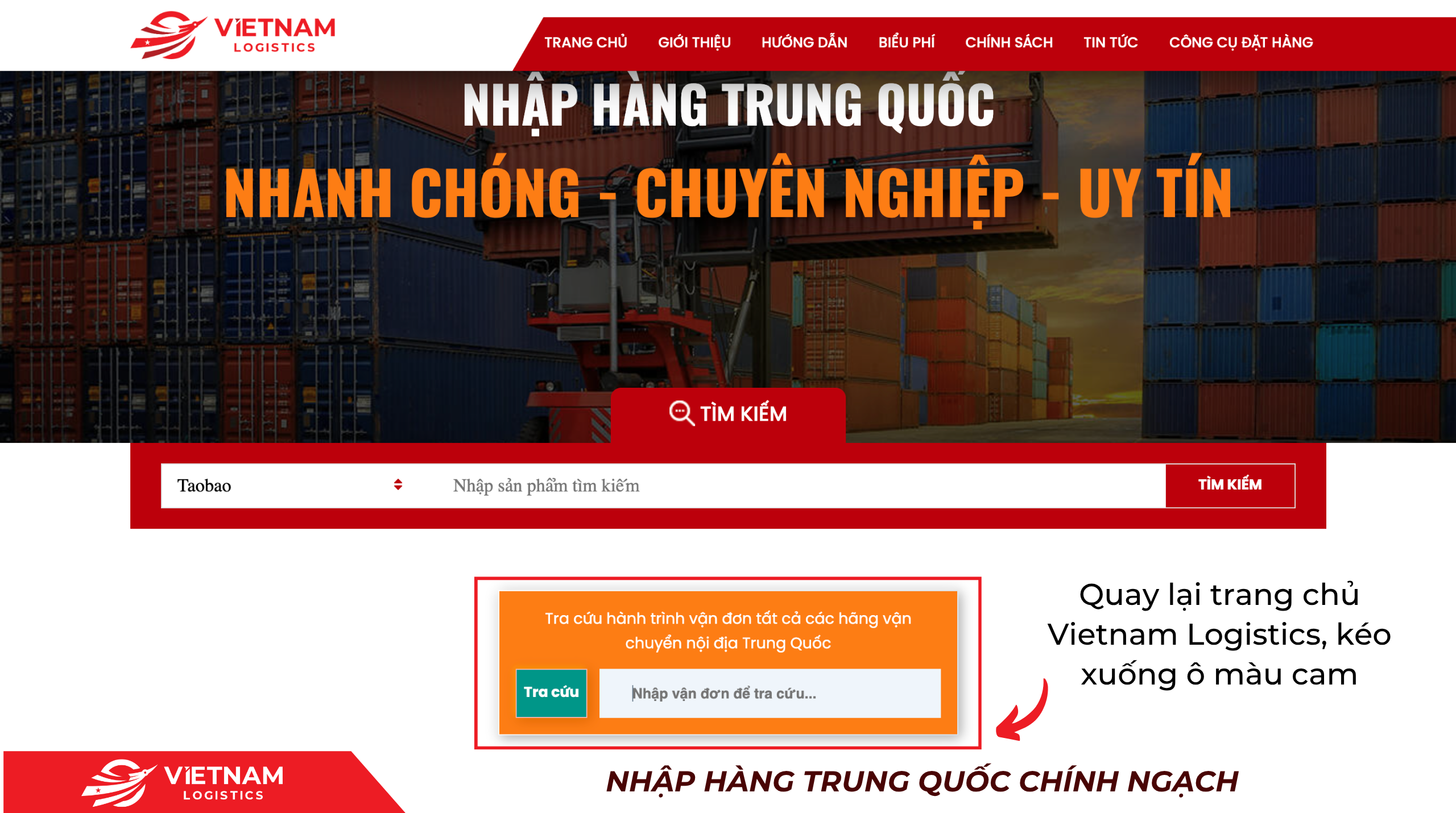 Bước 3: Tra cứu vận đơn trên trang chủ